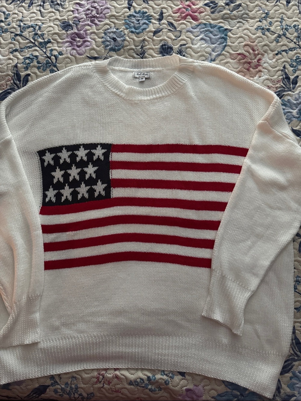 Kali Rose White Crewneck Sweater with American Flag